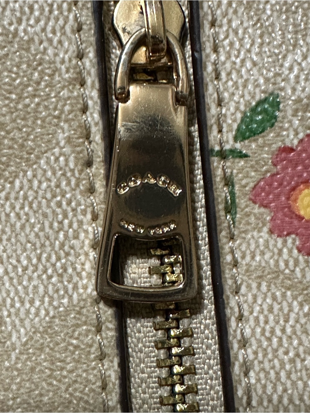 Coach Purse Floral Crossbody Bag Beige Cream Neutral Everyday Classic Leather - Picture 6 of 8